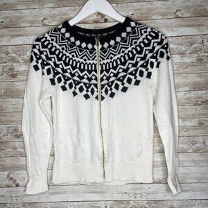 Ann Taylor S Zip Sweater Black White​​​​